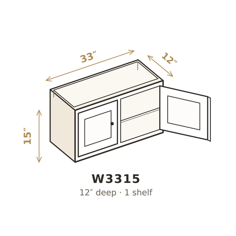 Polar Oxford White Wall Cabinet 33" W x 15" H