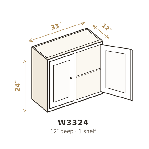Polar Oxford White Wall Cabinet 33" W x 24" H