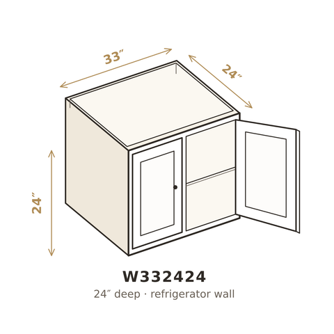 Polar Oxford White Wall Cabinet 33" W x 24" H x 24" D