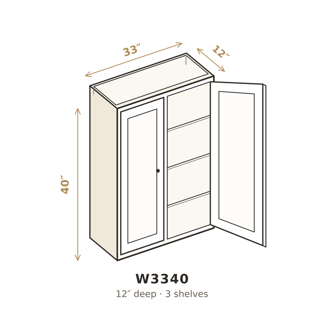 Vanilla White Shaker Wall Cabinet 33" W x 40" H
