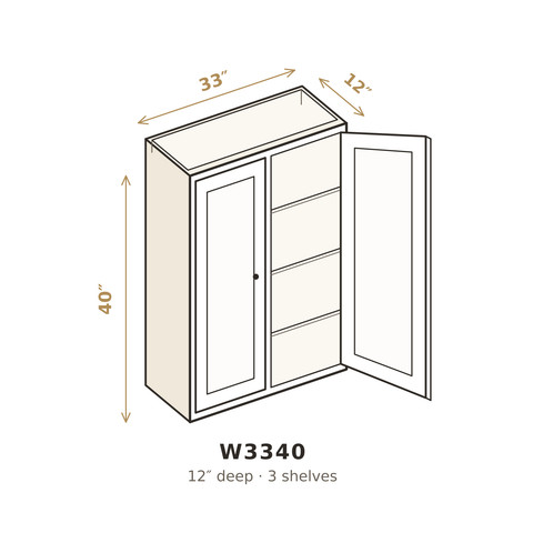 Roasted Espresso Shaker Wall Cabinet 33" W x 40" H