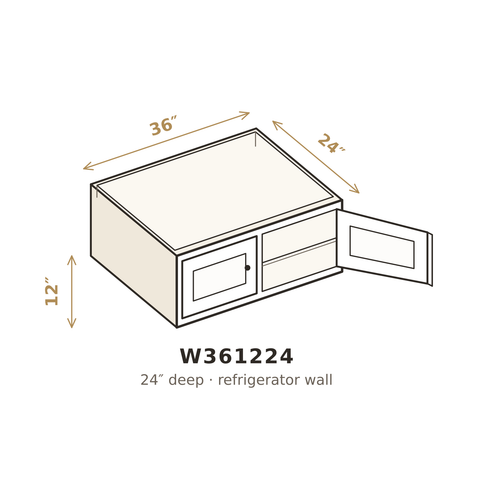 Polar Oxford White Wall Cabinet 36" W x 12" H x 24" D