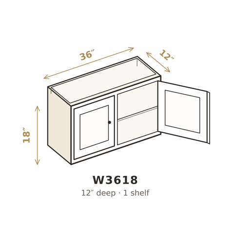 Roasted Espresso Shaker Wall Cabinet 36" W x 18" H