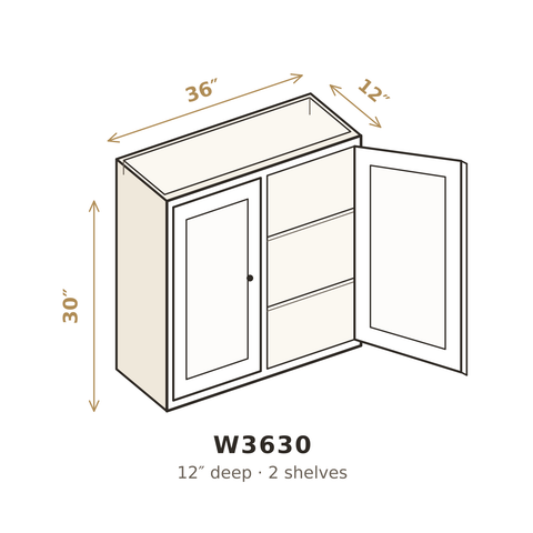 Misty Light Grey Wall Cabinet 36" W x 30" H