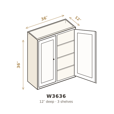 Midnight Black Shaker Wall Cabinet 36" W x 36" H