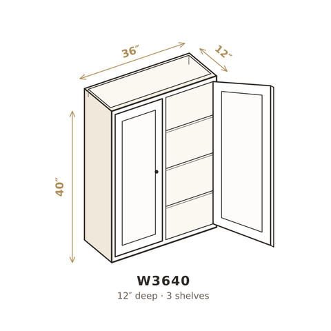 Roasted Espresso Shaker Wall Cabinet 36" W x 40" H