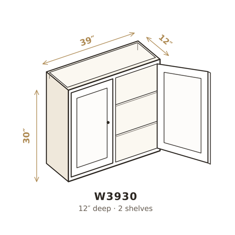 Roasted Espresso Shaker Wall Cabinet 39" W x 30" H
