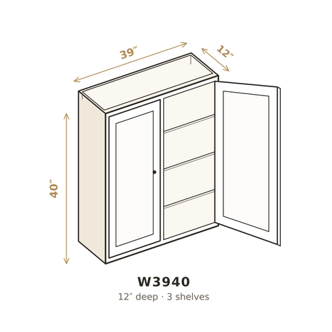 Misty Light Grey Wall Cabinet 39" W x 40" H