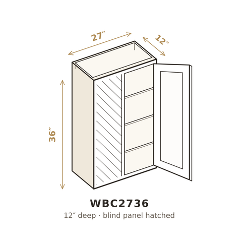 Roasted Espresso Shaker Blind Corner Wall Cabinet 27" x 36" H
