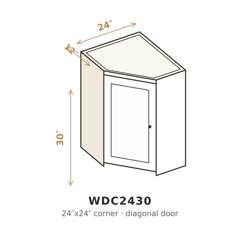 Polar Oxford White Diagonal Corner Wall Cabinet 24" x 30" H