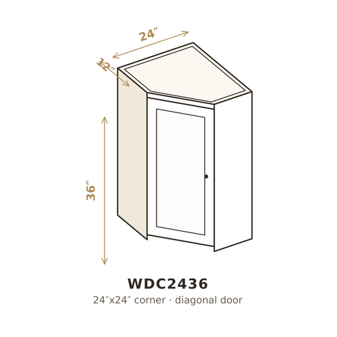 Roasted Espresso Shaker Diagonal Corner Wall Cabinet 24" x 36" H