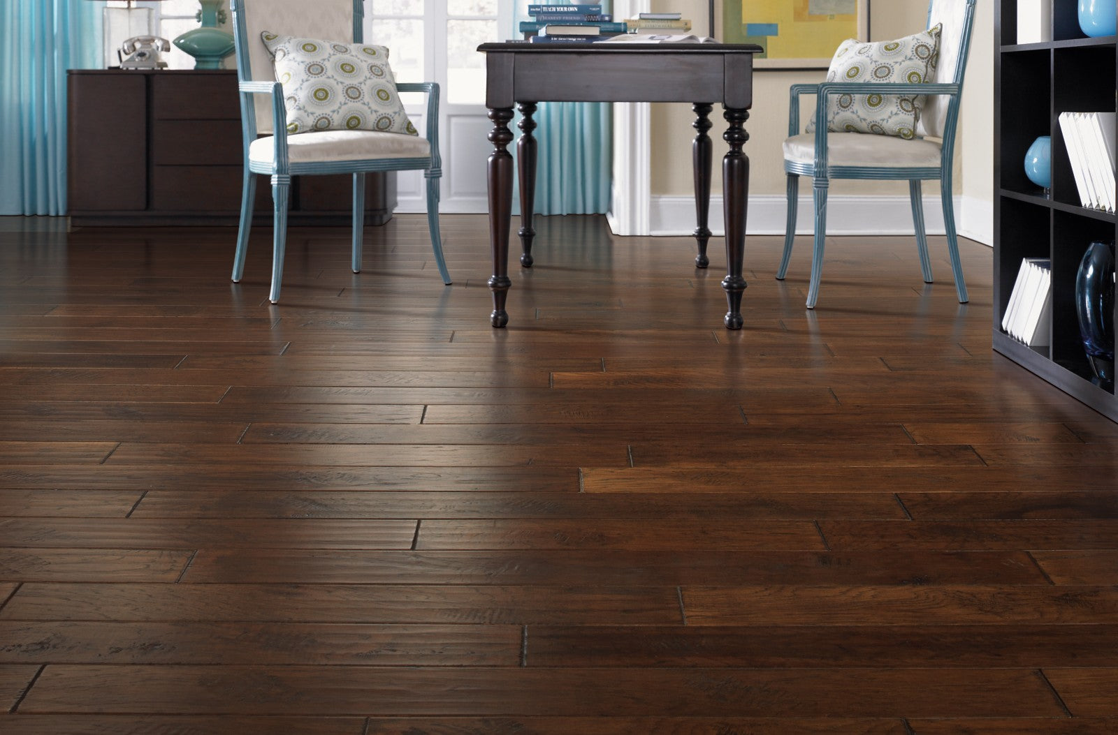 Mohawk Windridge Hickory in Mocha Hickory, Engineered Wood room scene