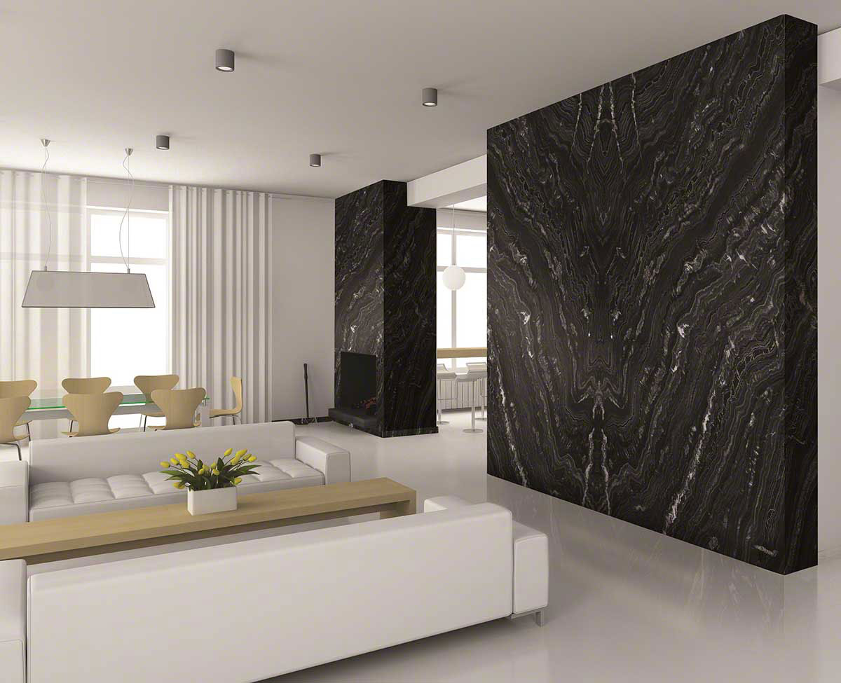 MSI Agatha Black granite countertop room scene