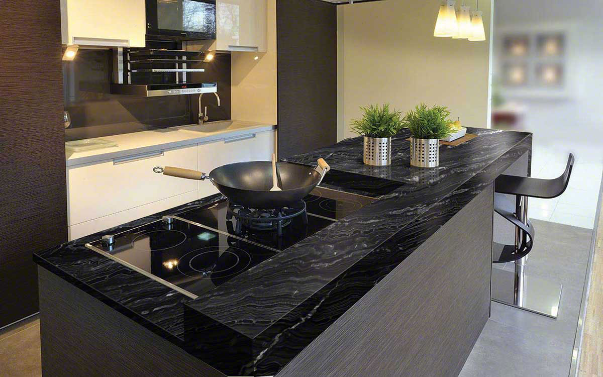 MSI Agatha Black granite countertop room scene, fifth view