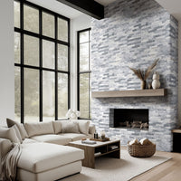 MSI Alaska Gray Rockmount — surface detail in gray tonality panelized natural stone wall cladding