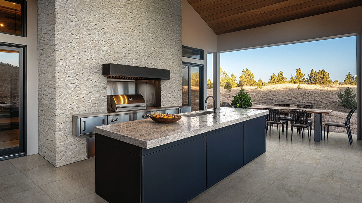 MSI Alpine Valley granite countertop room scene, in a kitchen