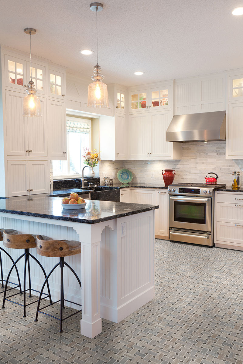 MSI Angora Polished Basketweave Tile — surface detail in natural tonality