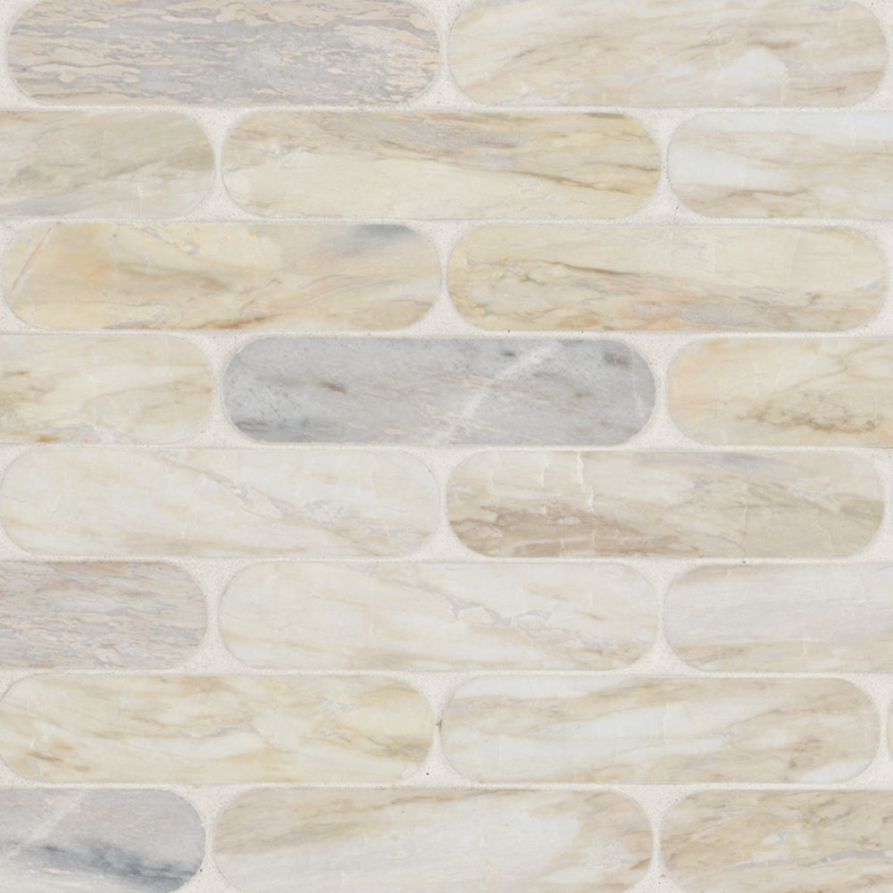 MSI Angora Ellipse Polished Tile — Natural Stone Mosaic natural stone mosaic mesh-mounted for shower