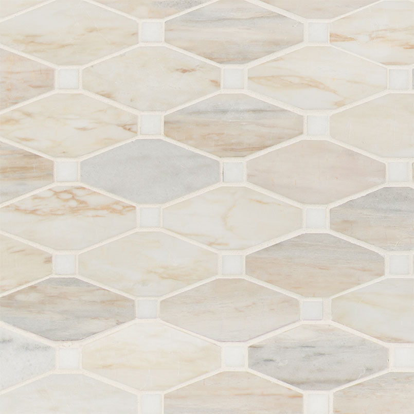 MSI Angora Elongated Octagon Tile — Natural Stone Mosaic polished