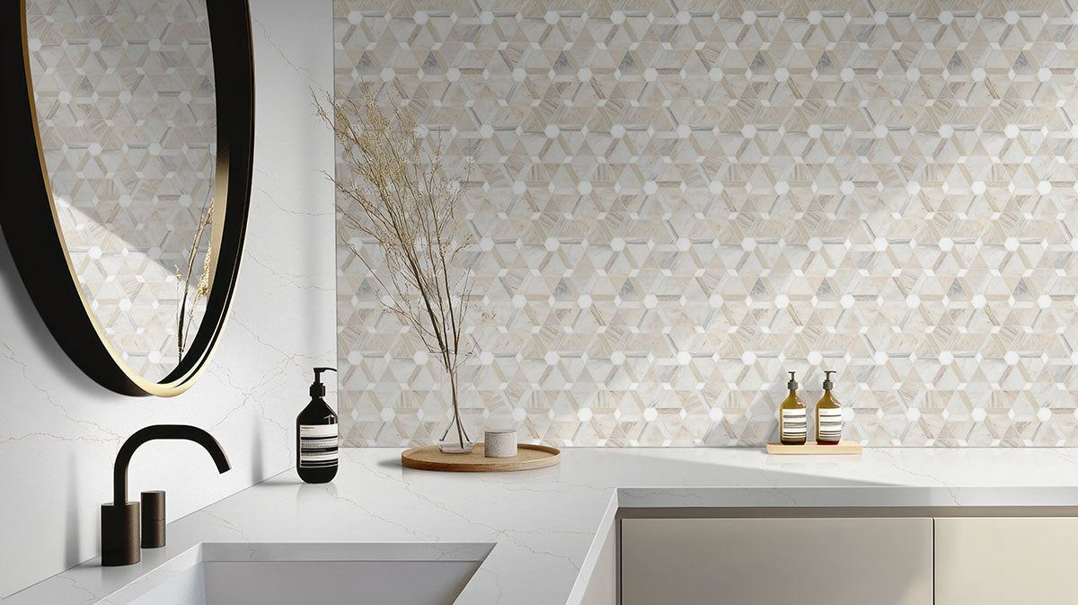 MSI Angora Floralis Polished Tile — surface detail in natural tonality
