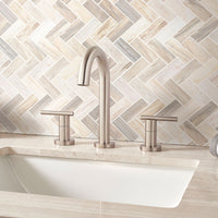 MSI Angora Polished Herringbone Tile — surface detail in natural tonality