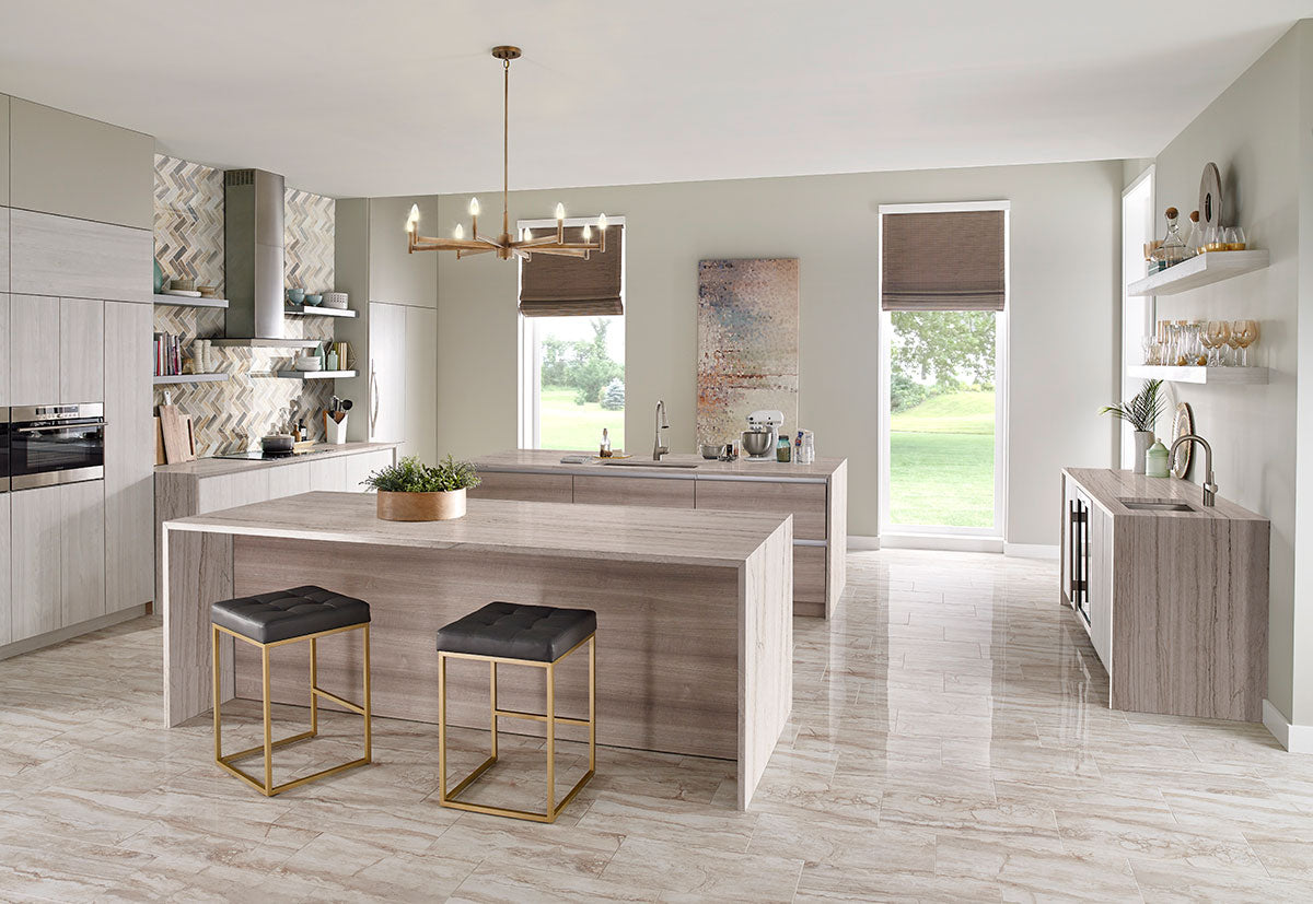 MSI Angora Polished Herringbone Tile — surface detail in natural tonality