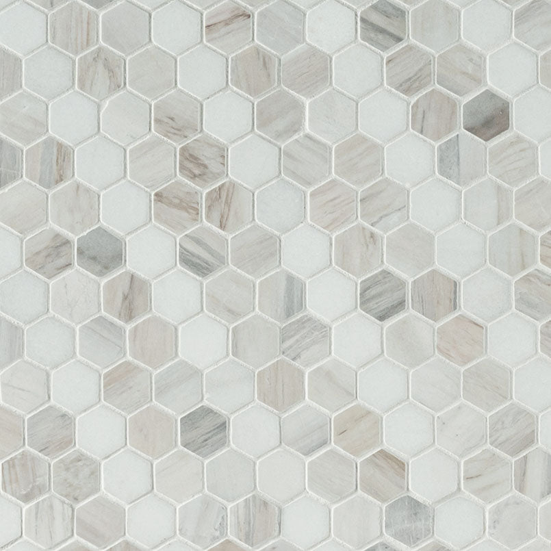 MSI Angora Sazi Polished — Natural Stone Mosaic 1 hexagon natural stone mosaic mesh-mounted for shower