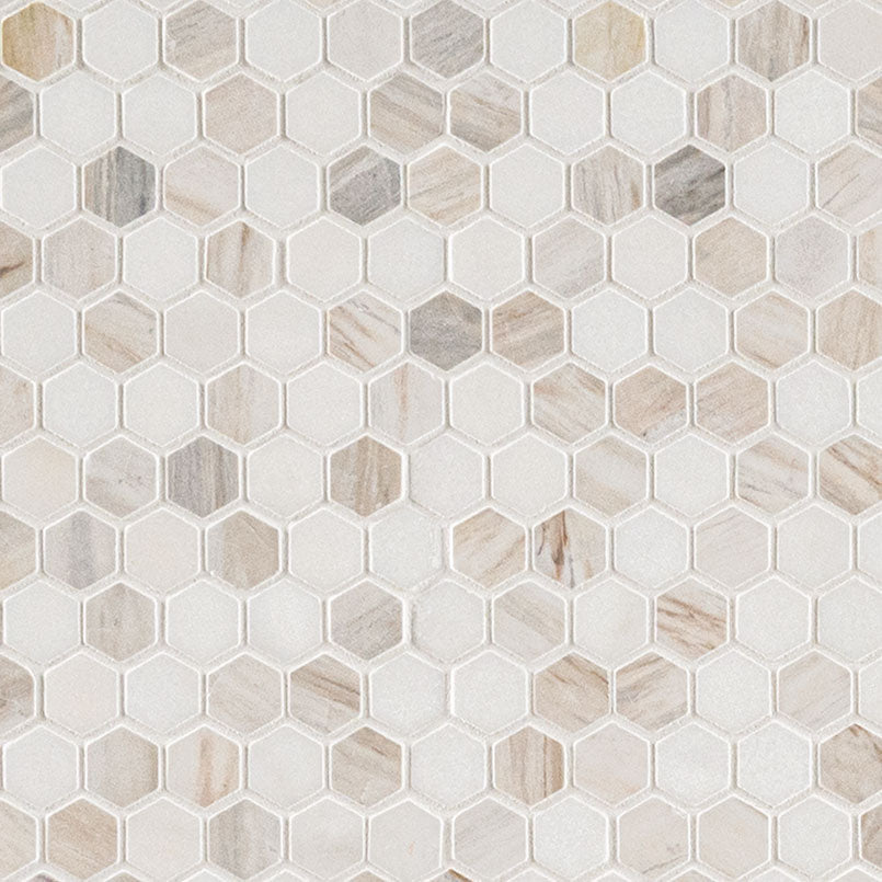MSI Angora Tibi Polished — Natural Stone Mosaic 1 hexagon natural stone mosaic mesh-mounted for shower