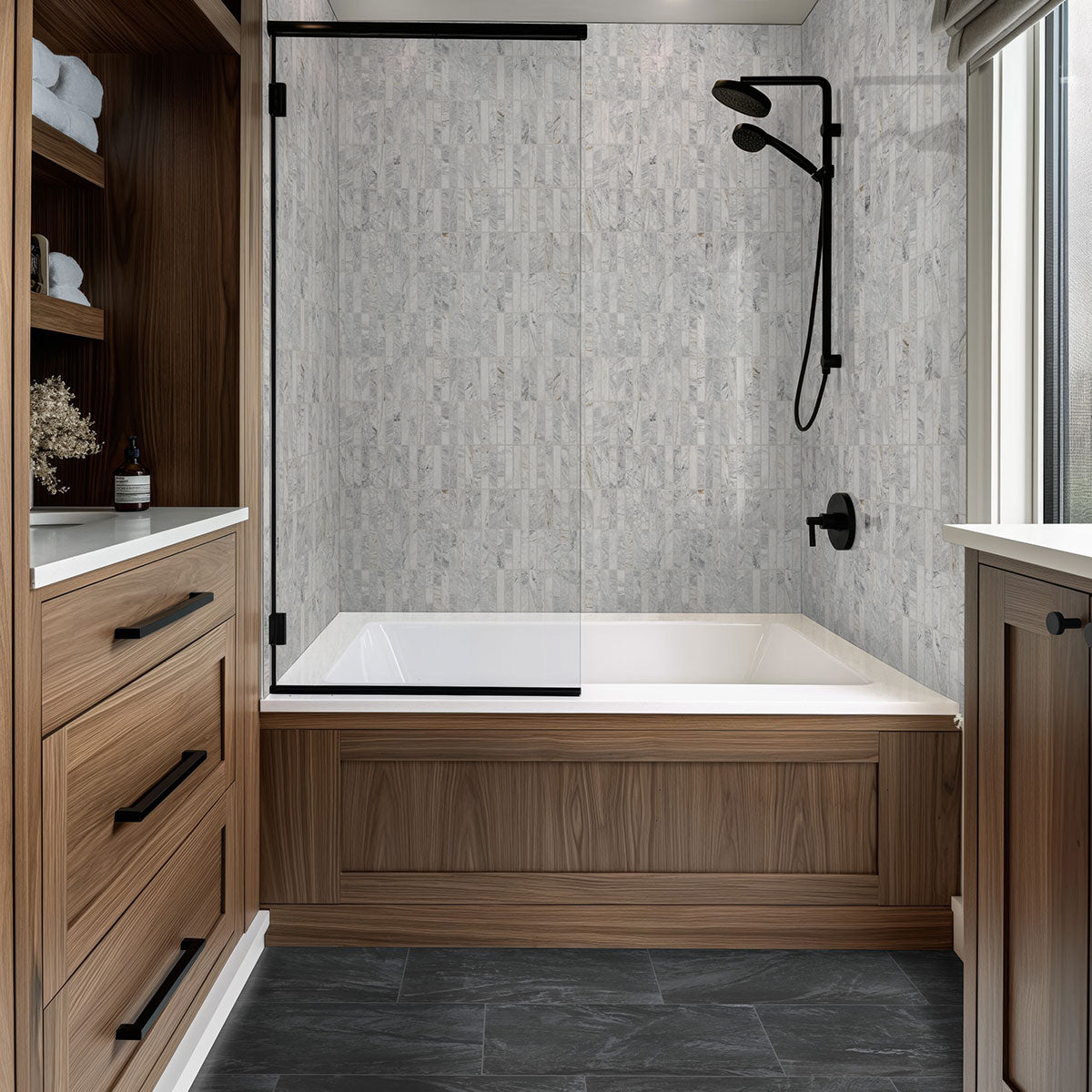 MSI Durban Anthracite — surface detail in natural tonality through-bodied porcelain for full-room install