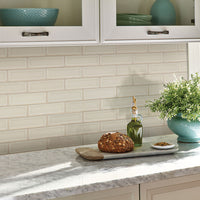MSI Highland Park Antique White Beveled Tile 2x6 — surface detail in white tonality