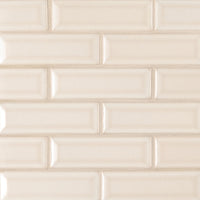MSI Highland Park Antique White Beveled Tile 2x6 — Marble Threshold in white tonality