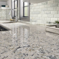 MSI Arabescato Carrara Subway Tile 2x4 — surface detail in natural tonality