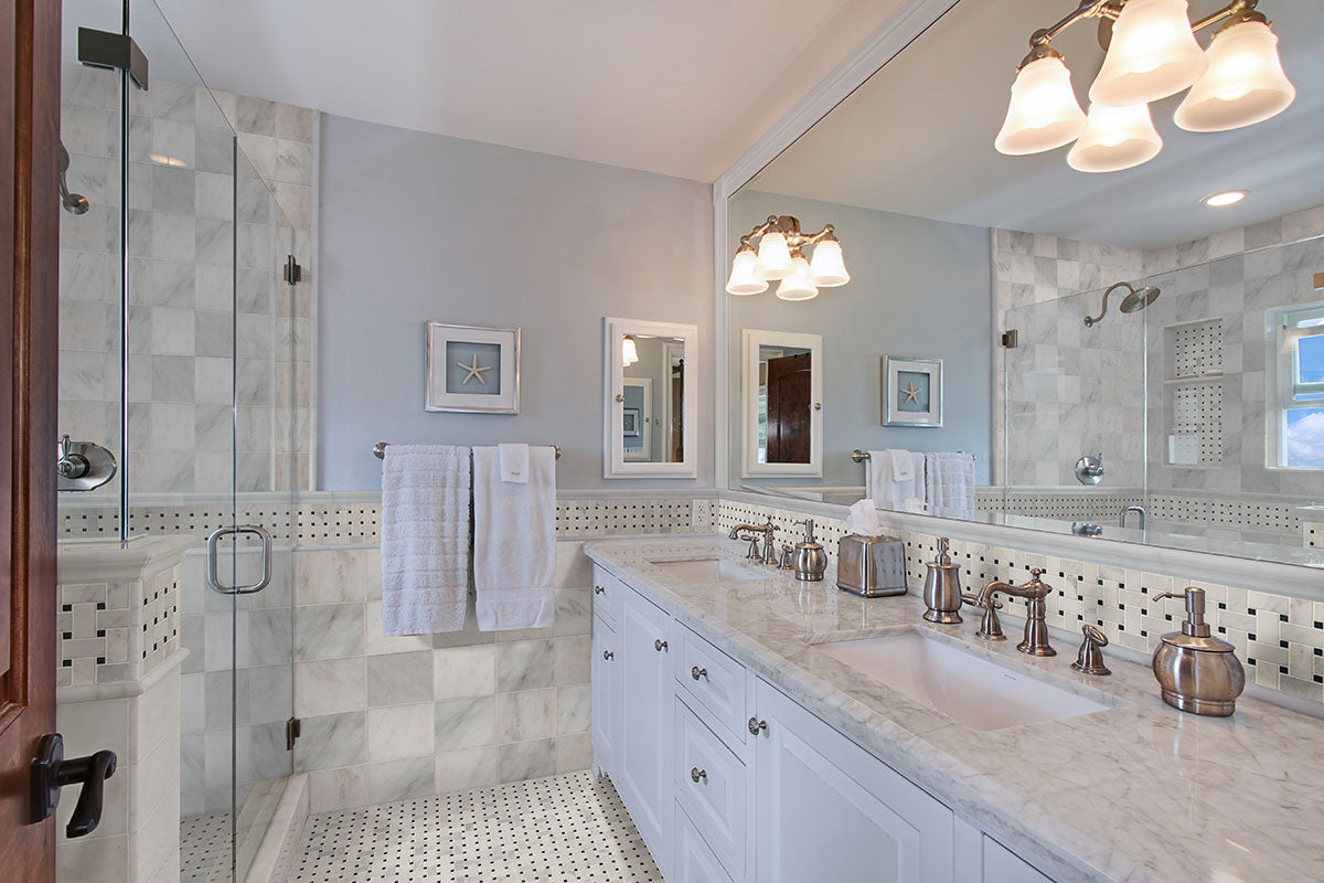 MSI Arabescato Carrara Basketweave Tile — surface detail in natural tonality