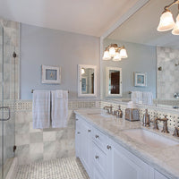 MSI Arabescato Carrara Basketweave Tile — surface detail in natural tonality
