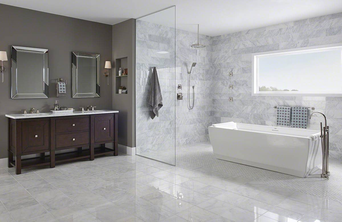MSI Arabescato Carrara Subway Tile 4x12 — surface detail in natural tonality
