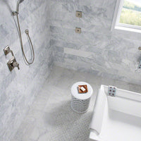 MSI Arabescato Carrara Subway Tile 4x12 — surface detail in natural tonality