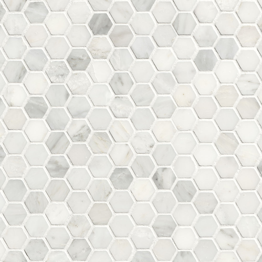 MSI Arabescato Carrara 1" Hexagon Mosaic Tile — Natural Stone Mosaic