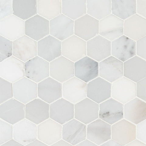 MSI Arabescato Carrara 2" Hexagon Mosaic Tile