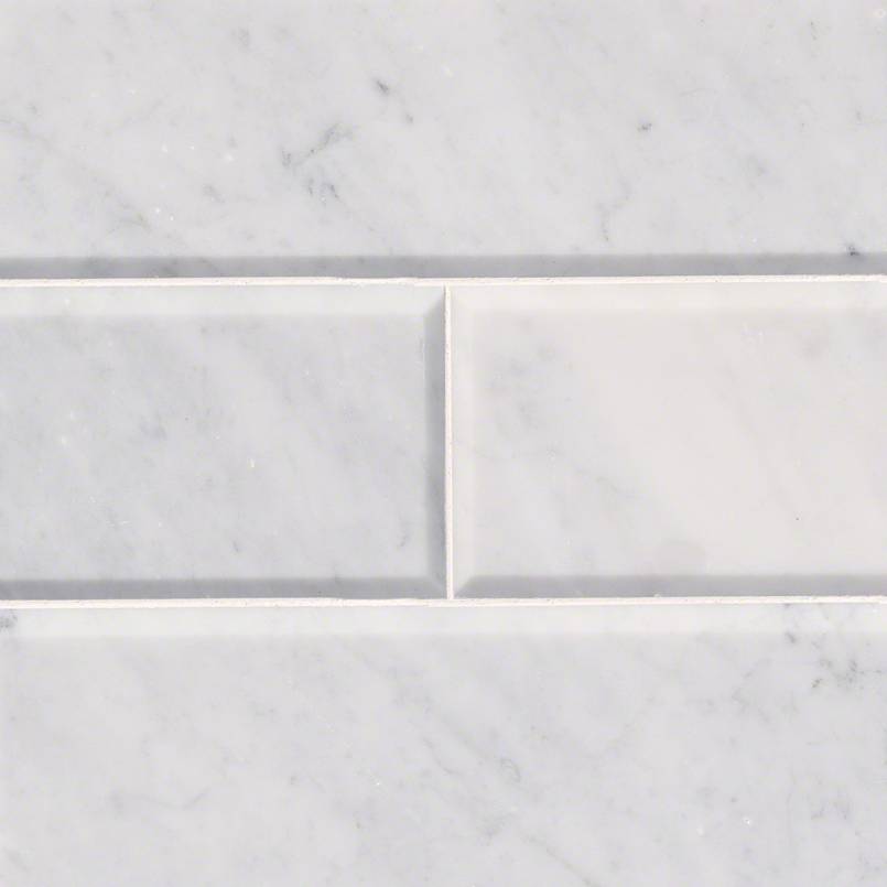 MSI Arabescato Carrara Beveled Tile 4x12 — Marble Threshold honed beveled