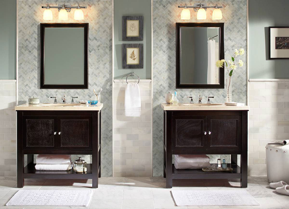 MSI Arabescato Carrara Herringbone Pattern — surface detail in natural tonality