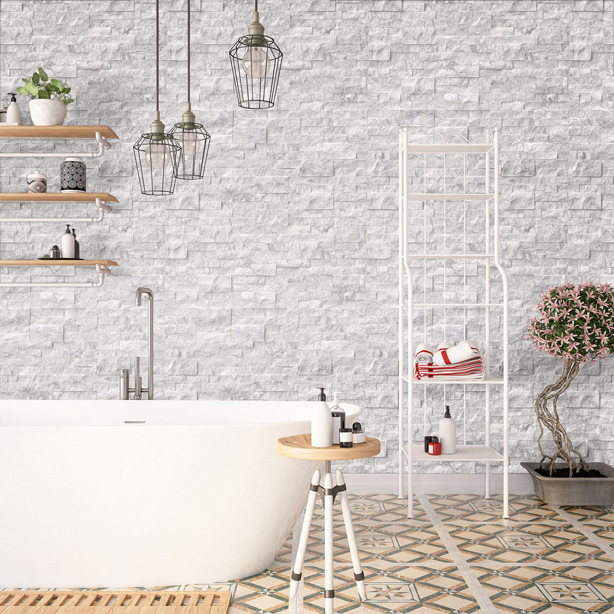 MSI Arabescato Carrara Rockmount — surface detail in natural tonality