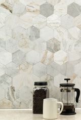 MSI Arabescato Venato 4" Hex Peel and Stick