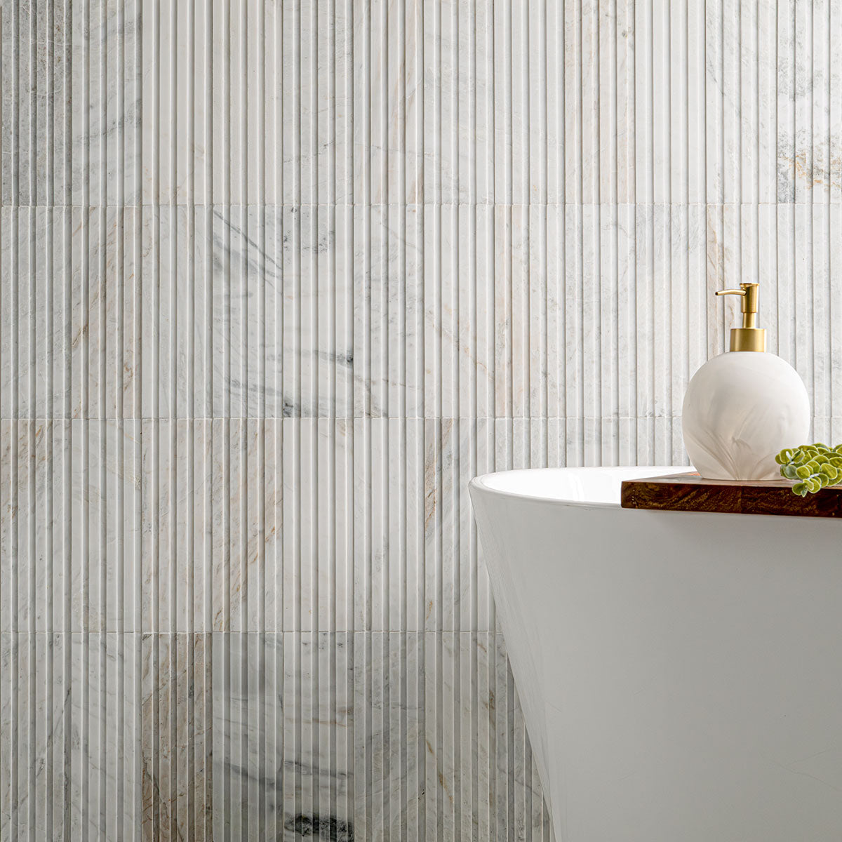 MSI Arabescato Venato Tile 4x12 Slat Honed — surface detail in natural tonality
