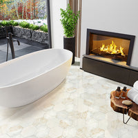 MSI Arabescato Venato 8" Hexagon Honed — surface detail in natural tonality