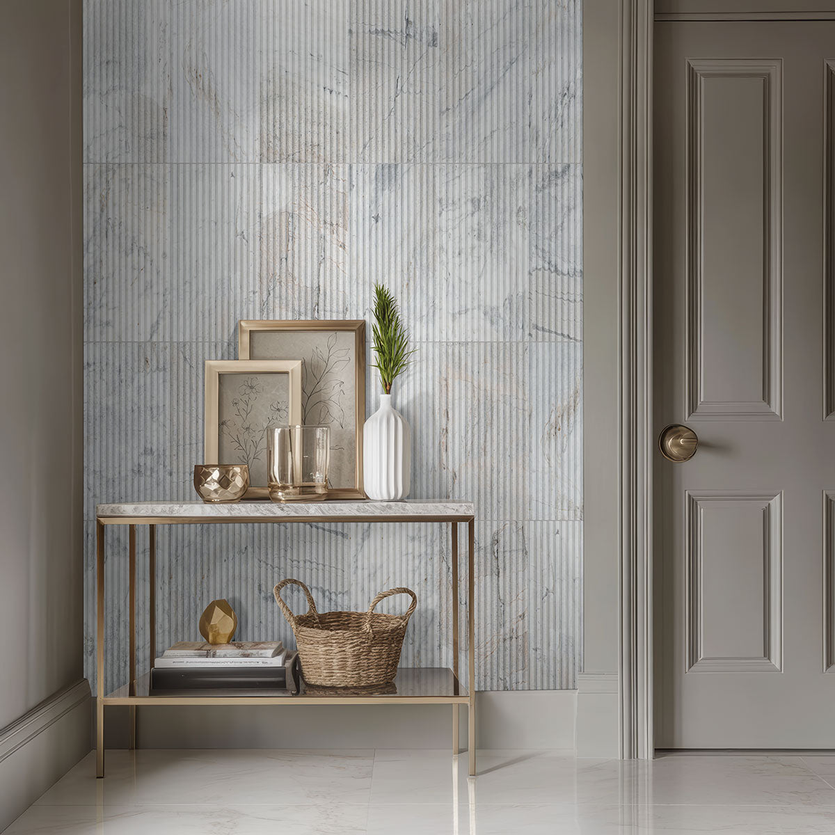 MSI Arabescato Venato Milano Ribbon 12x24 Honed — surface detail in natural tonality
