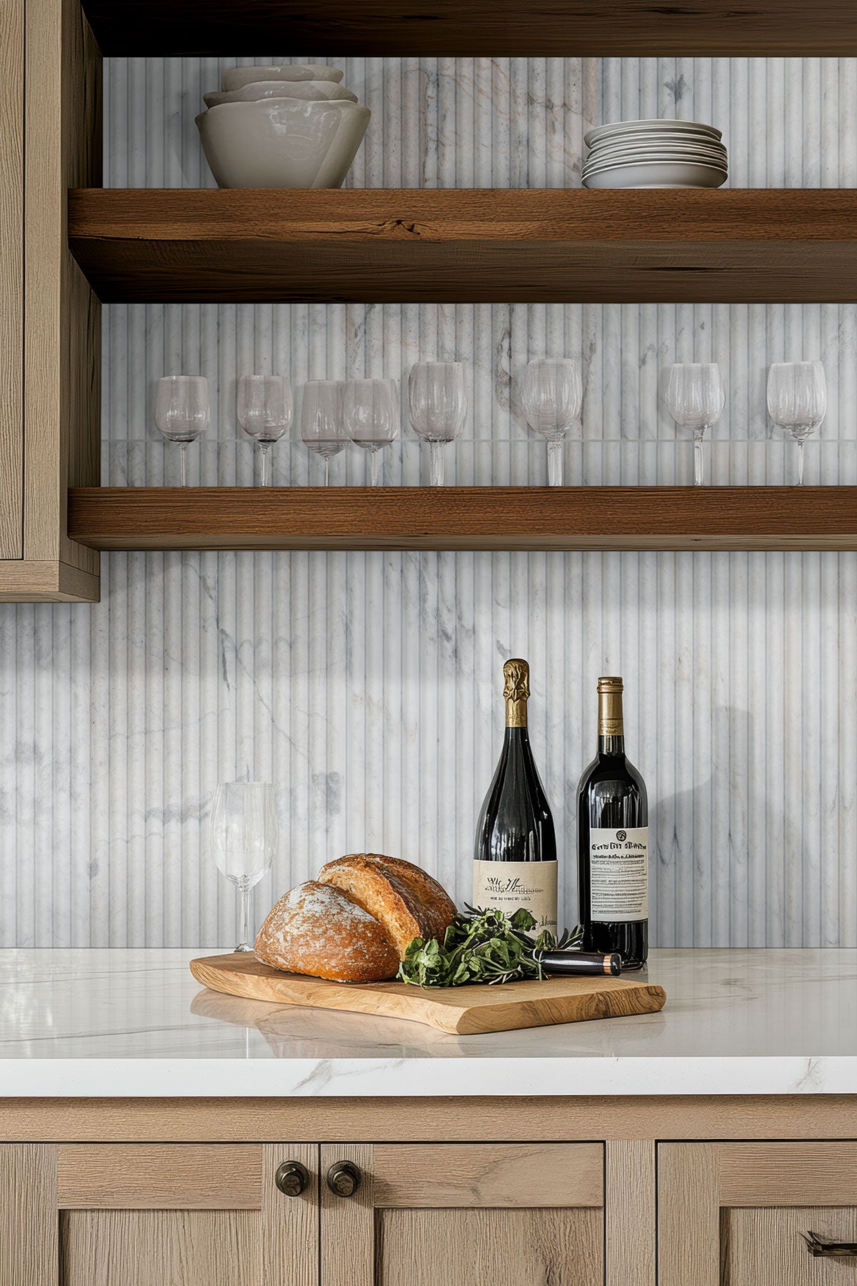 MSI Arabescato Venato Milano Ribbon 12x24 Honed — surface detail in natural tonality