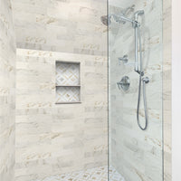 MSI Arabescato Venato Tile 4x12 — surface detail in natural tonality