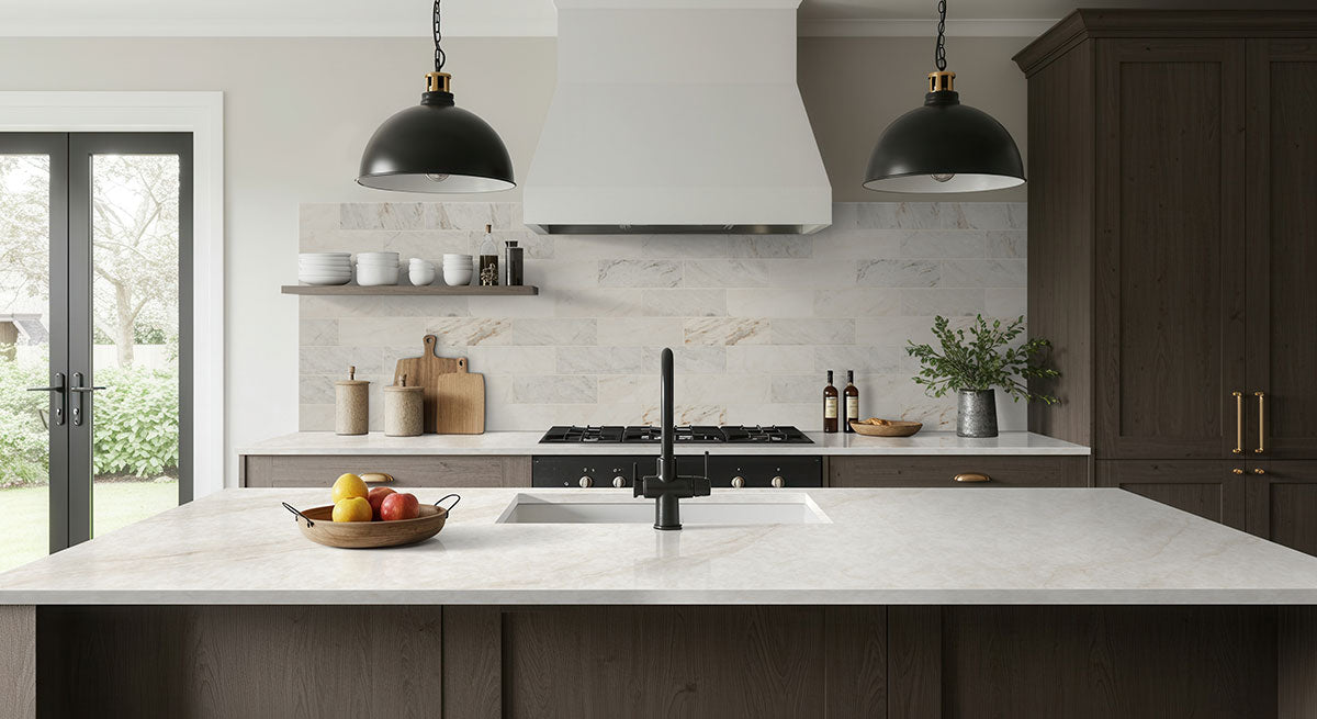 MSI Arabescato Venato Tile 4x12 — surface detail in natural tonality