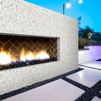 MSI Arabescato Venato Herringbone 1x2 Tile — surface detail in natural tonality
