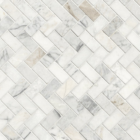 MSI Arabescato Venato Herringbone 1x2 Tile